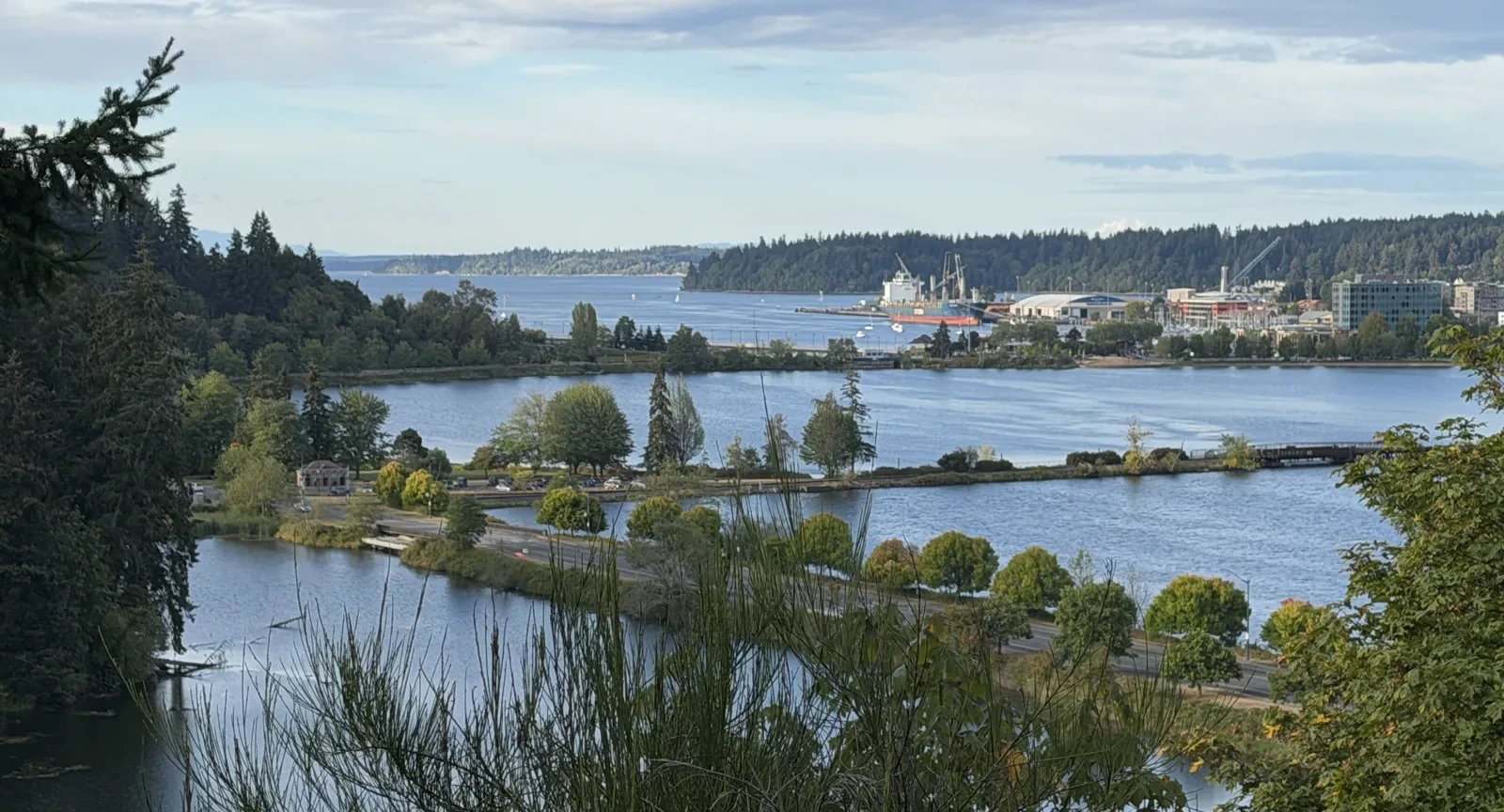 View over Capitol Lake and central Olympia Washington